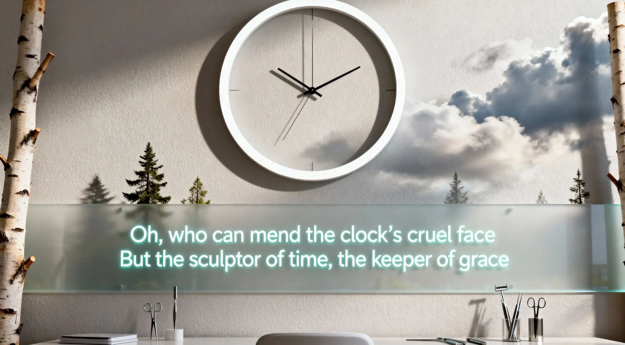 Editorial illustration evoking time, healing and quiet attention — SW11 Medical Clinic